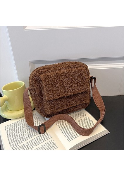 Auburn Kore Peluş Kumaş Kadın Omuz Crossbody Çanta Küçük Moda Kuzu Yünü Kabarık Kürk Kış Kadın Çantası Tasarımcı Çanta 2022 (Yurt Dışından) modelleri