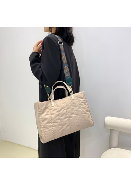 Siyah Kadın Üst Saplı Çanta Moda Büyük Kapasiteli Naylon Yastıklı Crossbody Çanta Düz Renk Kadın Seyahat Bez Çantalar Bayanlar Omuz Çantası (Yurt Dışından) fırsatları