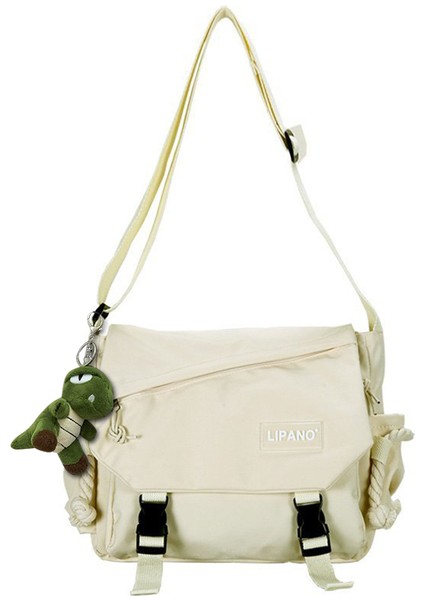 Beyaz 29X25 cm Kız Çanta Tuval Genç Omuz Çantaları Genç Kadın Haberci Çanta Bayanlar Rahat Crossbody Çanta Kılıfı Çanta Öğrenci Çantaları (Yurt Dışından)