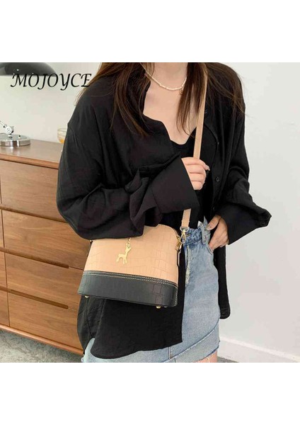 Siyah Moda Rahat Kadın Crossbody Çanta Timsah Desen Deri Omuz Çantası Geyik Dekor Telefon Çanta Çanta Seyahat Için Küçük (Yurt Dışından) fiyatları