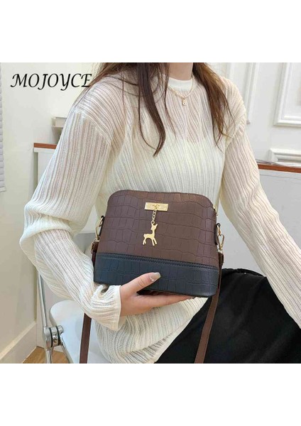 Siyah Moda Rahat Kadın Crossbody Çanta Timsah Desen Deri Omuz Çantası Geyik Dekor Telefon Çanta Çanta Seyahat Için Küçük (Yurt Dışından) modelleri