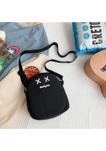 Siyah Küçük Flap x Cadılar Bayramı Küçük Hayalet Sevimli Crossbody Çanta Komik Face Bayanlar Kızlar Göğüs Paketi Kadın Sırt Çantası Kapasiteli Kadın Çanta Cüzdanlar (Yurt Dışından)