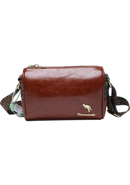 Kırmızı Kahverengi Moda Kadınlar Için Günlük Kullanım Cüzdan Çanta Yağ Balmumu Deri Vintage Crossbody Pu Deri Cep Telefonu Omuz Çantası Postacı Çantası (Yurt Dışından)