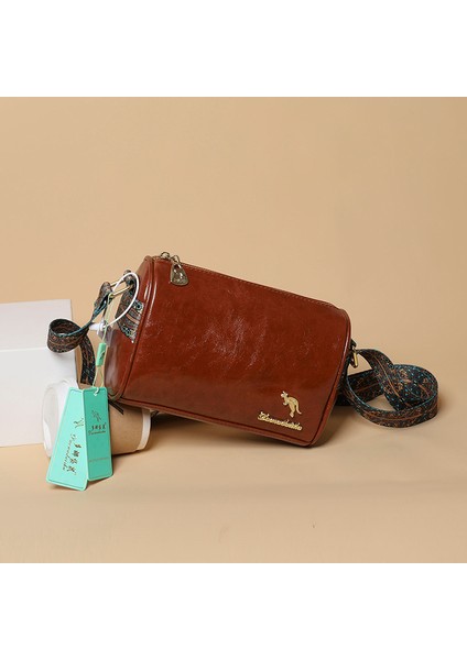 Kırmızı Kahverengi Moda Kadınlar Için Günlük Kullanım Cüzdan Çanta Yağ Balmumu Deri Vintage Crossbody Pu Deri Cep Telefonu Omuz Çantası Postacı Çantası (Yurt Dışından) modelleri