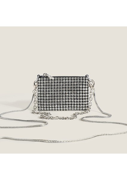Kadınlar Için Gümüş Lüks Tasarımcı Çantaları 2023 Rhinestones Çanta Bayanlar Çanta Ruj Moda Parti Zincir Mini Omuz Çantaları (Yurt Dışından) fiyatları