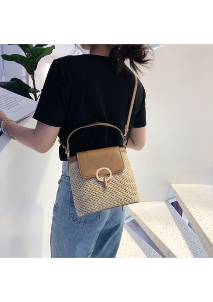 Siyah Küçük Hasır Kova Çanta Kadınlar Için 2022 Yaz Crossbody Çanta Bayan Seyahat Çantalar ve Çantalar Kadın Omuz Askılı Çanta (Yurt Dışından) modelleri