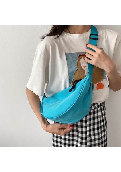 Turuncu Crossbody Kanvas Tek Kollu Çanta Kadınlar Için 2022 Kore Tarzı Basit Hobos Göğüs Çantası Öğrenciler Omuzdan Askili Çanta Ayarlanabilir Askılı (Yurt Dışından)