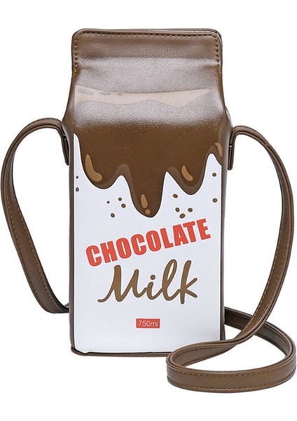 Kahverengi Çikolata Süt Kawaii Çanta Kadın Karikatür Süt Kutusu Omuz Çantası Telefon Çantası Kız Sevimli Deri Crossbody Çanta Bozuk Para Çantaları Çanta Bolsa Feminina (Yurt Dışından)