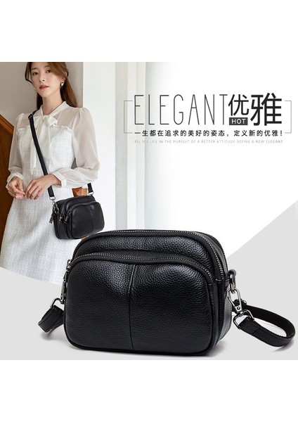 Siyah Hakiki Deri Kadın Crossbody Çanta Moda Dana Bayanlar Omuz Çantaları Yüksek Kaliteli Kadın Çanta Tasarımcısı Kadın Tote Çanta (Yurt Dışından) indirimleri