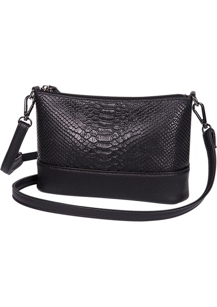 Siyah Yeni Yumuşak Hakiki Deri Omuz Çantaları Tasarımcı Timsah Desen Dana Kadın Çanta Küçük Bayanlar Messenger Tote Çanta Cüzdan (Yurt Dışından)