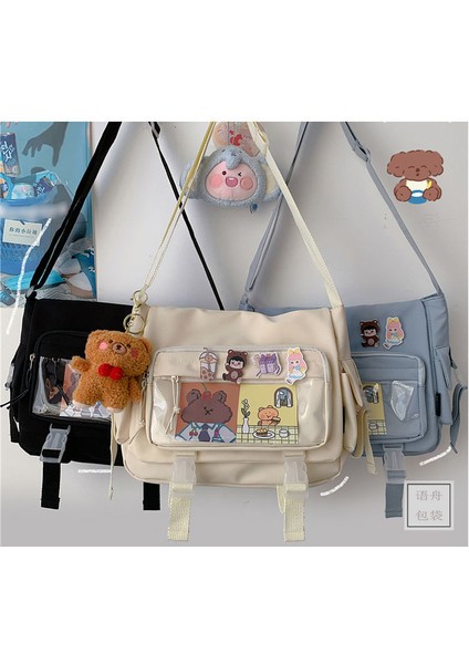 Siyah Kolye ile Su Geçirmez Naylon Kadınlar Için Crossbody Çanta Düz Renk Omuz Çantaları Büyük Kapasiteli Gençlik Moda Çanta Messenger Okul Çantası (Yurt Dışından) fiyatları