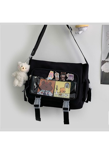Siyah Kolye ile Su Geçirmez Naylon Kadınlar Için Crossbody Çanta Düz Renk Omuz Çantaları Büyük Kapasiteli Gençlik Moda Çanta Messenger Okul Çantası (Yurt Dışından) fırsatları