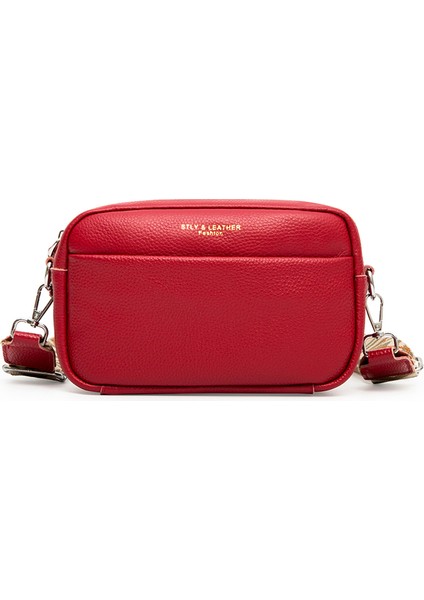 Kırmızı Yeni Vintage Crossbody Inek Derisi Cep Telefonu Omuz Çantası Hakiki Deri Messenger Çanta Kadınlar Için Moda Günlük Kullanım Cüzdan Çanta (Yurt Dışından)