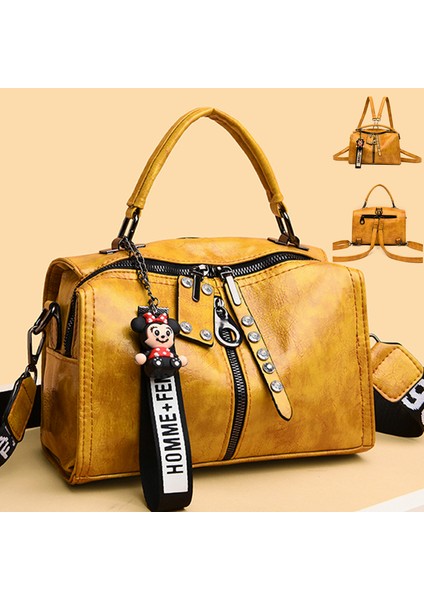 Pembe 2021 Yeni Moda Işlevli Kadın Çanta Yüksek Kaliteli Deri Kadın Omuz Çantaları Tasarımcı Perçin Kadın Messenger Tote Çanta (Yurt Dışından) fiyatları