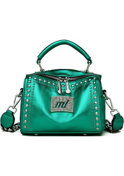 Yeşil Marka Kadın Deri Çantalar Moda Perçin Kadın Çantası Siyah Bayanlar Için Yüksek Kapasiteli Crossbody Çanta 2020 Yeni Lüks Omuzdan Askili Çanta (Yurt Dışından)