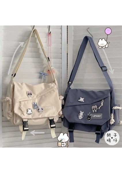 Beyaz Bölüm Naylon Çanta Omuz Çantası Büyük Kapasiteli Genç Kızlar Için Crossbody Çanta Erkekler Harajuku Messenger Çanta Öğrenci Okul Çantaları Sac (Yurt Dışından)