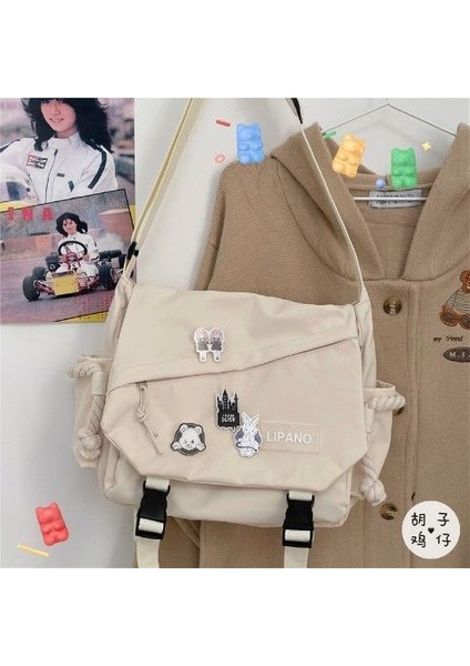 Beyaz Bölüm Naylon Çanta Omuz Çantası Büyük Kapasiteli Genç Kızlar Için Crossbody Çanta Erkekler Harajuku Messenger Çanta Öğrenci Okul Çantaları Sac (Yurt Dışından)