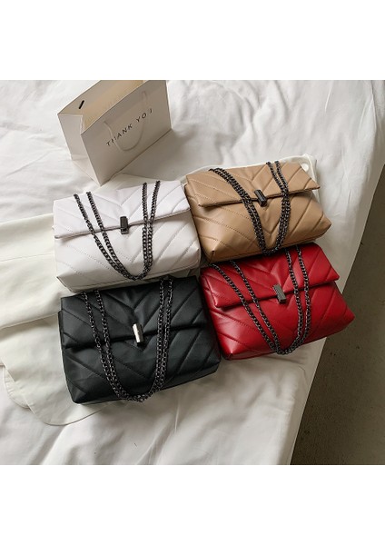 Stil 1 Kırmızı Moda Kadın Pu Messenger Çanta Casual Bayanlar Zincir Düz Renk Flap Çanta Moda Cep Telefonu Crossbody Messenger Çanta (Yurt Dışından) fiyatları
