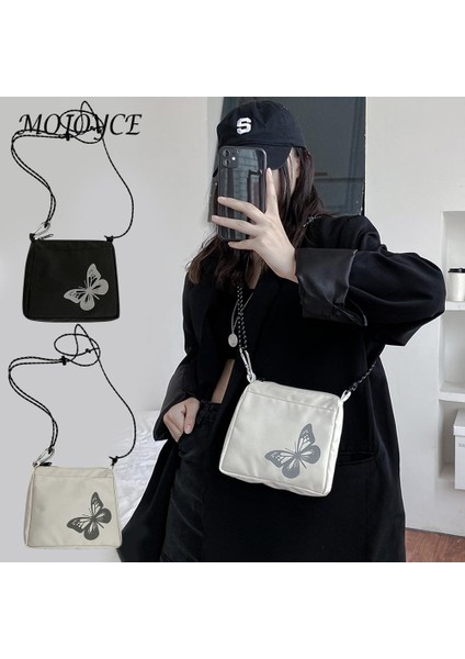 Siyah Casual Streetwear Crossbody Çanta Kadın Kelebek Yansıtıcı Küçük Omuz Çantaları Moda Aydınlık Kelebek Messenger Çanta Yeni (Yurt Dışından) modelleri