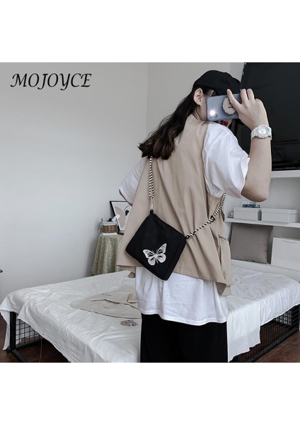 Siyah Casual Streetwear Crossbody Çanta Kadın Kelebek Yansıtıcı Küçük Omuz Çantaları Moda Aydınlık Kelebek Messenger Çanta Yeni (Yurt Dışından) indirimleri
