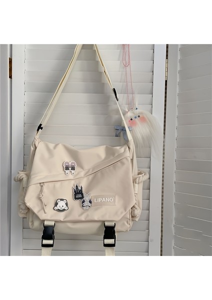 Beyaz Bölüm Naylon Çanta Omuz Çantası Büyük Kapasiteli Genç Kızlar Için Crossbody Çanta Erkekler Harajuku Messenger Çanta Öğrenci Okul Çantaları Sac (Yurt Dışından)