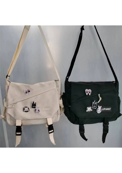 Beyaz Bölüm Naylon Çanta Omuz Çantası Büyük Kapasiteli Genç Kızlar Için Crossbody Çanta Erkekler Harajuku Messenger Çanta Öğrenci Okul Çantaları Sac (Yurt Dışından) indirimleri