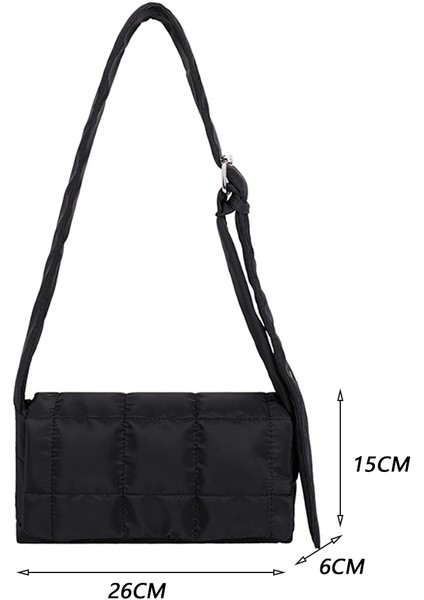 Siyah Moda Yastıklı Kapitone Crossbody Çanta Düz Renk Tasarımcı Shopper Kılıfı Kemer Tokası Kadın Crossbody Çanta Omuz Çantası (Yurt Dışından) fiyatları