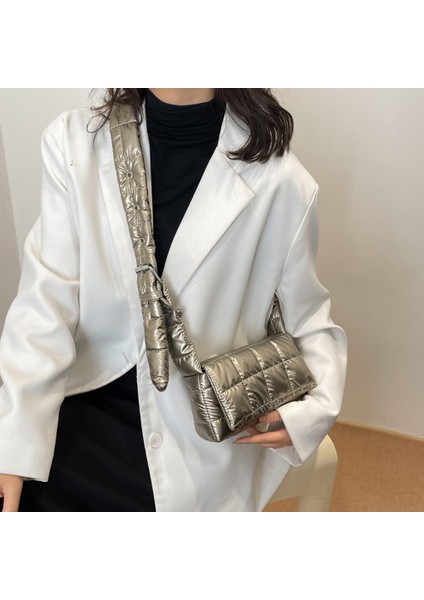 Siyah Kış Uzay Yastıklı Küçük Çanta Kadın Omuz Çantası Kapitone Kareli Desen Toka Tasarım Tote Çanta Çanta Kadın Alışveriş Çantası Satchel (Yurt Dışından) modelleri