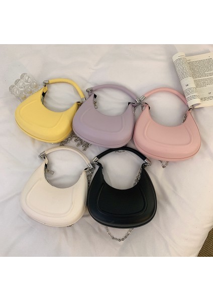 Mor Retro Tote Çanta Kadınlar Için 2022 Trendy Vintage Yarım Ay Tasarımcı Çanta Kadın Subaxillary Çanta Casual Retro Mini Omuz Çantası (Yurt Dışından)
