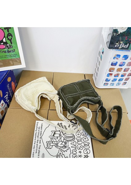 Retro Yeşil Kanvas Crossbody Çanta Yumuşak Edebi Öğrenciler Kitap Çantası Eski Rahat Ayarlanabilir Askı Kişilik Omuz Çantası Açık Spor Çantaları (Yurt Dışından) fırsatları