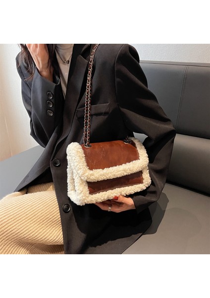 Siyah Moda Kadınlar Kış Taklit Kürk Kuzu Yünü Omuz Crossbody Çanta Retro Deri Çanta Bayan Çanta Kadın Alışveriş Tote Çanta Çanta (Yurt Dışından) fırsatları