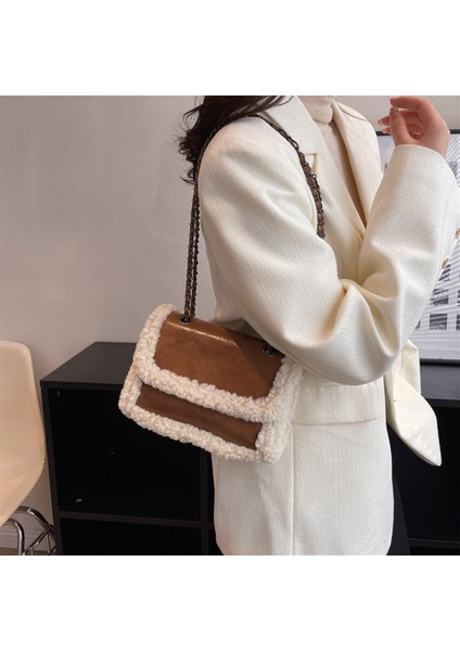 Siyah Moda Kadınlar Kış Taklit Kürk Kuzu Yünü Omuz Crossbody Çanta Retro Deri Çanta Bayan Çanta Kadın Alışveriş Tote Çanta Çanta (Yurt Dışından) indirimleri