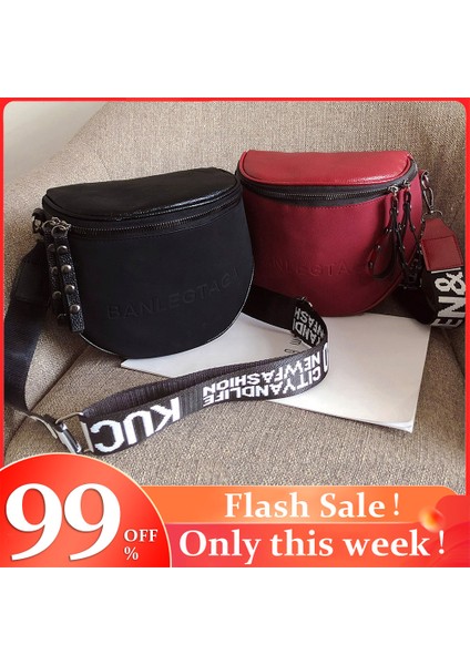 Siyah Moda Kadınlar Için Crossbody Çanta Pu Deri Messenger Omuz Eyer Çanta Bayan Yarım Daire Fermuarlı Para Çanta Сумка Женская (Yurt Dışından) fiyatları
