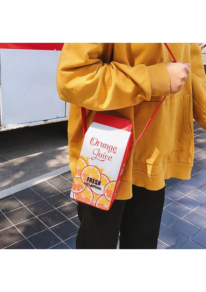 Kırmızı Yaratıcı Omuz Crossbody Çanta Muz Süt Kutusu Deri Telefon Omuz Cüzdan Karikatür Baskılı Tasarımcı Küçük Kadın (Yurt Dışından) fırsatları