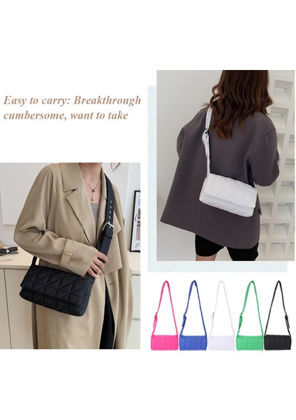 Mavi Moda Kadın Çanta Düz Renk Tasarımcı Yastıklı Kapitone Crossbody Çanta Kemer Tokası Kadın Crossbody Çanta Taşınabilir Seyahat (Yurt Dışından) indirimleri