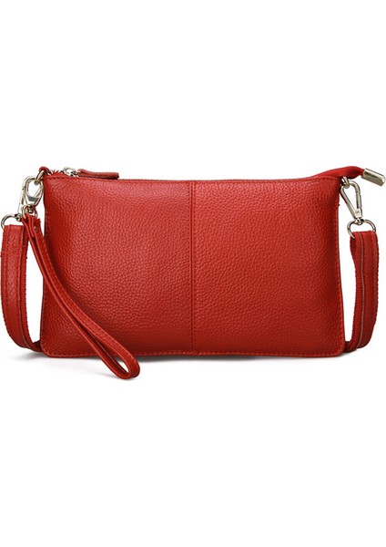Kırmızı 100% Hakiki Deri Kadın Messenger Çanta Ünlü Marka Kadın Omuz Çantası Zarf Debriyaj Çanta Kadınlar Için Crossbody Çanta Çanta 2019 (Yurt Dışından)