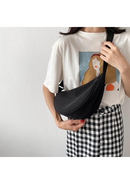 Turuncu Crossbody Kanvas Tek Kollu Çanta Kadınlar Için 2022 Kore Tarzı Basit Hobos Göğüs Çantası Öğrenciler Omuzdan Askili Çanta Ayarlanabilir Askılı (Yurt Dışından)