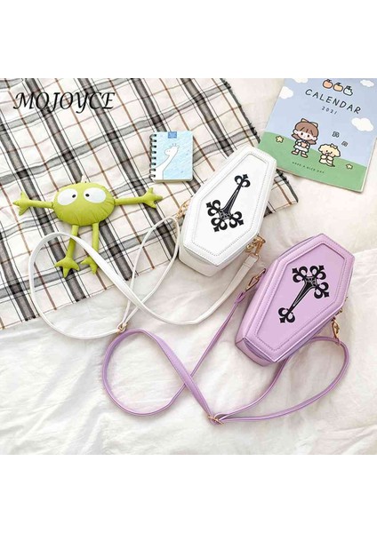 Kırmızı Gotik Messenger Kılıfı Tabut Şekli Moda Omuz Çantaları Pu Deri Omuz Çantası Çapraz Cadılar Bayramı Tema Partisi Için (Yurt Dışından) modelleri