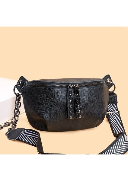 Siyah Yeni 100% Hakiki Deri Kadın Bel Çantaları Lüks Marka Omuz Çantaları Zincir Kemer Crossbody Moda Ilk Katman Dana Kadın Çantası (Yurt Dışından) fiyatları