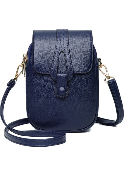 Mavi Düz Renk Pu Deri Kadın Eyer Çanta Nefis Kadın Messenger Satchel Omuz Çantaları Kadın Doğum Günü Hediyeleri (Yurt Dışından)