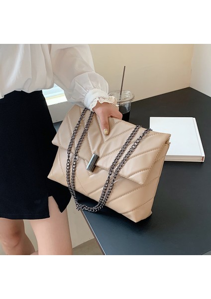 Stil 1 Siyah Moda Kadın Pu Messenger Çanta Casual Bayanlar Zincir Düz Renk Flap Çanta Moda Cep Telefonu Crossbody Messenger Çanta (Yurt Dışından) fırsatları