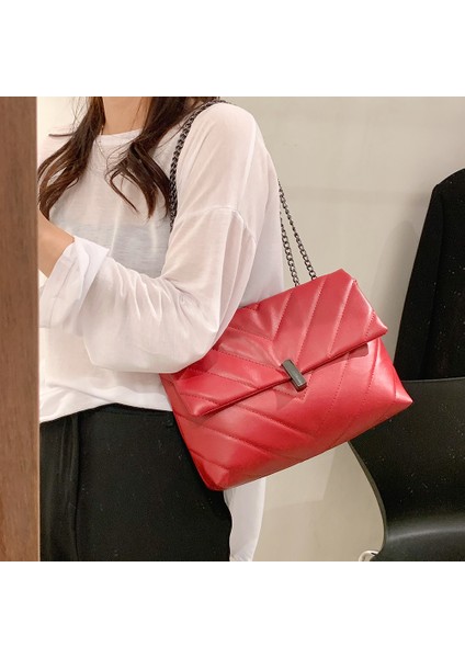 Stil 1 Siyah Moda Kadın Pu Messenger Çanta Casual Bayanlar Zincir Düz Renk Flap Çanta Moda Cep Telefonu Crossbody Messenger Çanta (Yurt Dışından) indirimleri