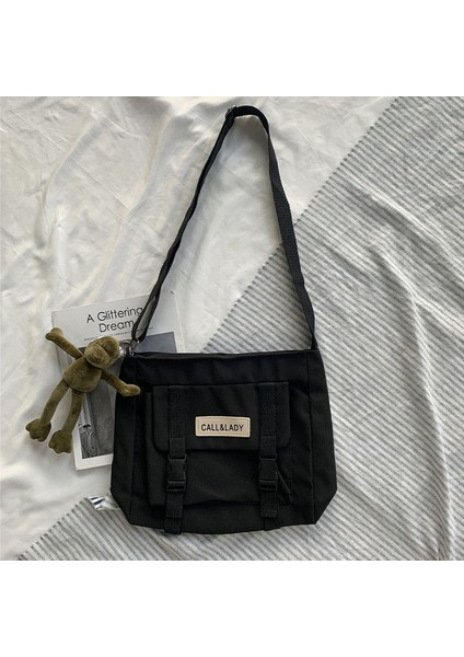 Siyah Kolye Japon Basit Askılı Çanta Kore Çantası Öğrenci Naylon Su Geçirmez Kanvas Çanta Kadınlar Için Crossbody Çanta Satchels (Yurt Dışından)