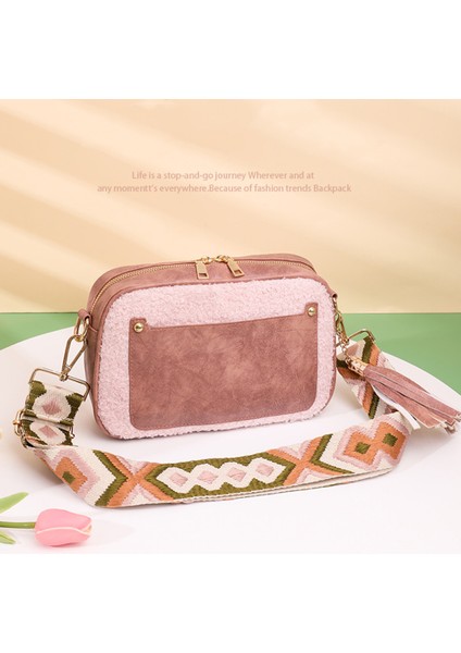 Kahverengi Küçük Kare Kadınlar Için Crossbody Çanta Moda Pu Ekleme Polar Kuzu Postacı Çantası Çanta Mini Kadın Omuz Çantaları Çanta (Yurt Dışından)