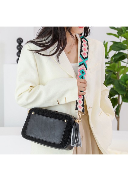 Kahverengi Küçük Kare Kadınlar Için Crossbody Çanta Moda Pu Ekleme Polar Kuzu Postacı Çantası Çanta Mini Kadın Omuz Çantaları Çanta (Yurt Dışından)