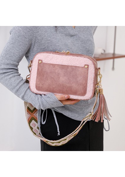 Kahverengi Küçük Kare Kadınlar Için Crossbody Çanta Moda Pu Ekleme Polar Kuzu Postacı Çantası Çanta Mini Kadın Omuz Çantaları Çanta (Yurt Dışından)