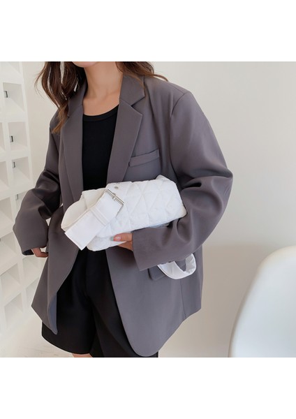 Yeşil Oxford Kumaş Örgü Yastıklı Çanta Moda Yastıklı Kapitone Crossbody Çanta Düz Renk Bayanlar Kadınlar Kadın Pamuk Omuz Çantaları (Yurt Dışından) modelleri