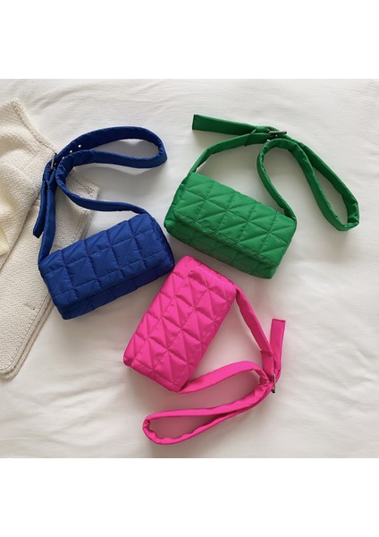 Yeşil Oxford Kumaş Örgü Yastıklı Çanta Moda Yastıklı Kapitone Crossbody Çanta Düz Renk Bayanlar Kadınlar Kadın Pamuk Omuz Çantaları (Yurt Dışından) fırsatları