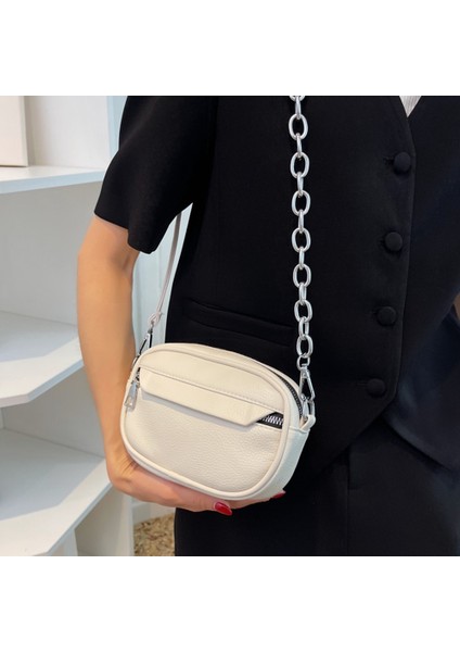Siyah Rahat Deri Crossbody Çanta Küçük Kare Çanta Kadın Pu Omuz Çantaları Kız Için Kalın Zincir Tasarım Bayanlar Çanta Crossbody Çanta (Yurt Dışından) indirimleri