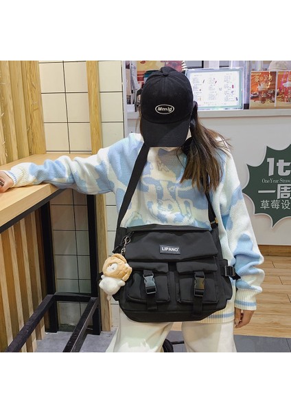 Mavi 31X26CM Kız Çanta Tuval Genç Omuz Çantaları Genç Kadın Haberci Çanta Bayanlar Casual Crossbody Çanta Kılıfı Çanta Öğrenci Çantaları (Yurt Dışından) fırsatları